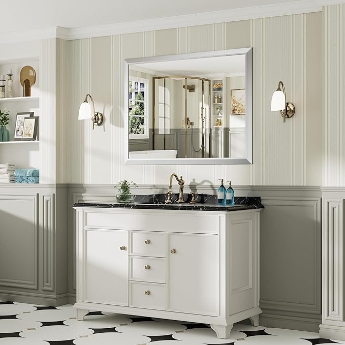 48x36 Inch Brushed Silver Bathroom Mirror
