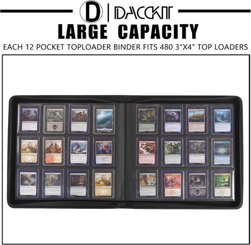 D DACCKIT Top Loader Binder - 12 Pocket Design for 480 Cards | Bright Orange, Compatible with 3" x 4" Rigid Holders