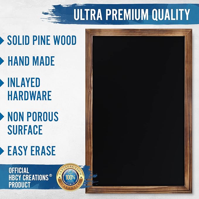 HBCY Creations 11" X 17" Torched Brown Solid Wood Frame Wall Chalkboard