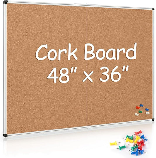 Cork Board Bulletin Board 36 x 48, Foldable Office Board
