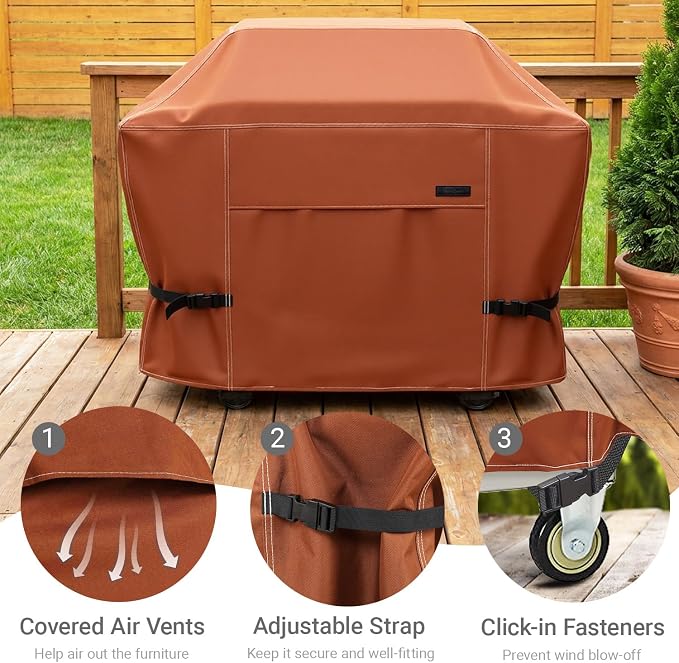 NettyPro Grill Cover Heavy Duty Waterproof 72 inch, Outdoor 3-5 Burners Gas BBQ Cover for Outside Weber, Char-Broil, Brinkmann, Nexgrill Large Barbecue, Black
