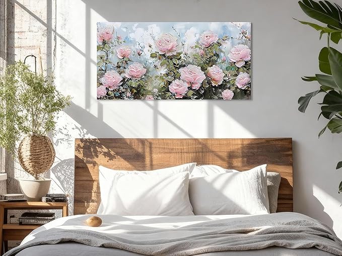 Ardemy Flower Wall Art Canvas Art Wall Decor, Floral Painting Textured Picture