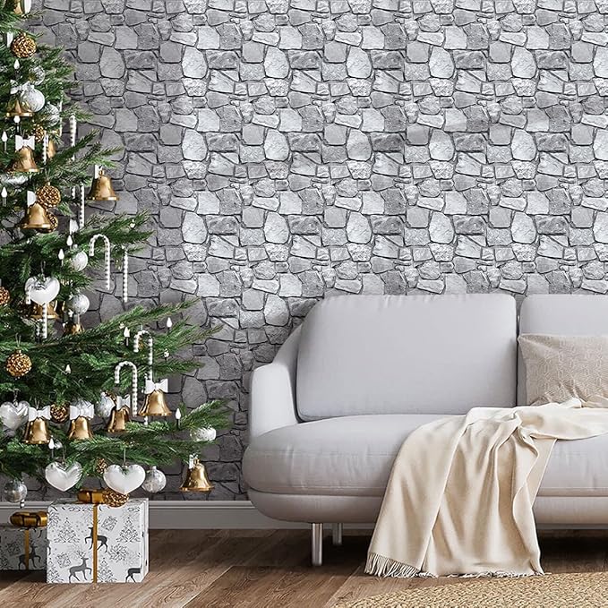 COMSTICKC 3D Faux Stone Wall Panel Peel and Stick Wall Tiles, Ultra-Light Thin
