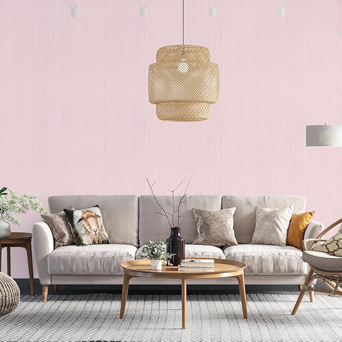 Pink Grasscloth Peel and Stick Wallpaper A Set of 23.6" X 480" Self-Adhesive