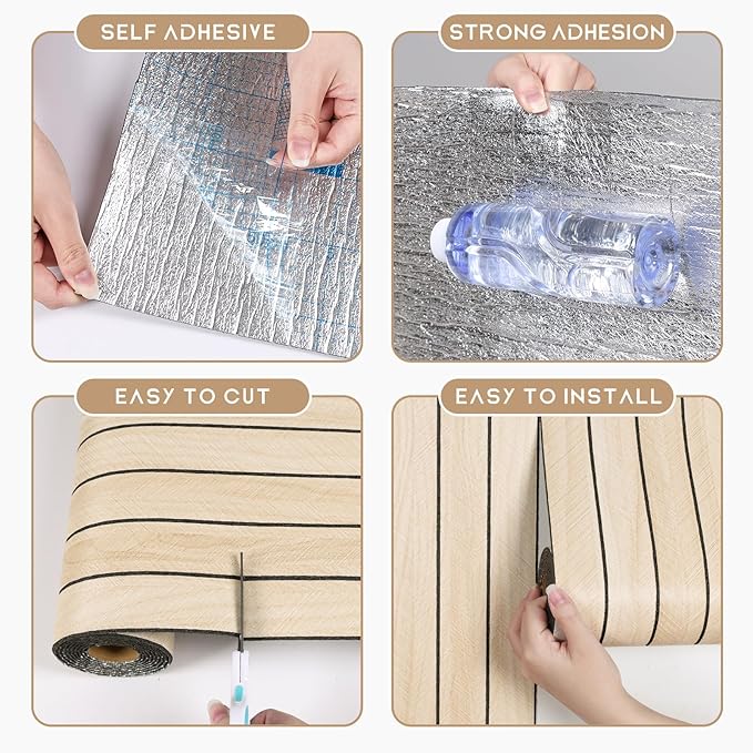 VEELIKE Large Roll Wood Wall Panels 30''x118'' White Oak Wood Slat Peel and
