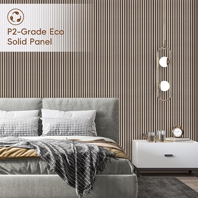 EVERECO 6 Pack Wood Slat Acoustic Wall Panels 92.5" × 7.87", 3D Sound Absorbing