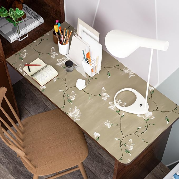 Laatse Floral Wallpaper Peel and Stick 17.5" x 393" Khaki Floral Contact Paper