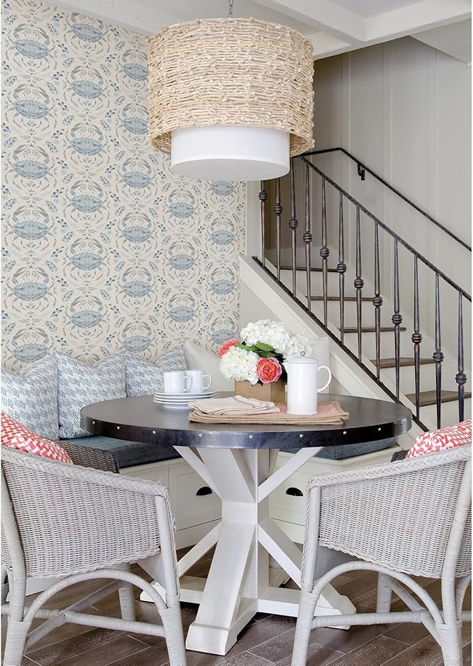 NuWallpaper by WallPops Blue Shellby Peel & Stick Wallpaper