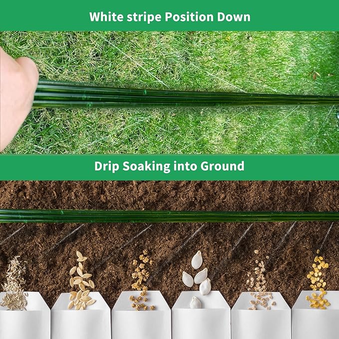 Watoo 2026 Sprinkler Hose & Soaker Hose for Yard - 150FT (50 * 3) Reinforced Flat Garden Hose with Holes, Heavy Duty No-Kink Lawn Irrigation Hose (Includes Stakes, High Pressure Spray)