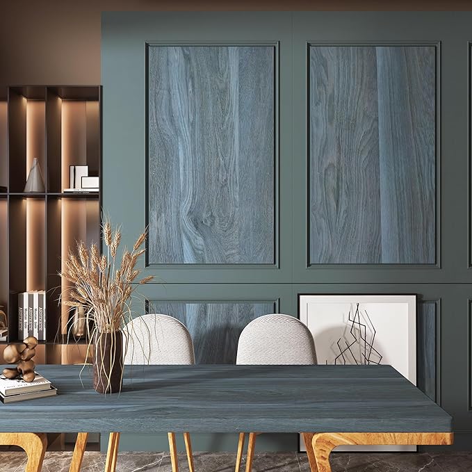 BOMENG Large Blue Wood Contact Paper Peacock Wallpaper Stick and Peel