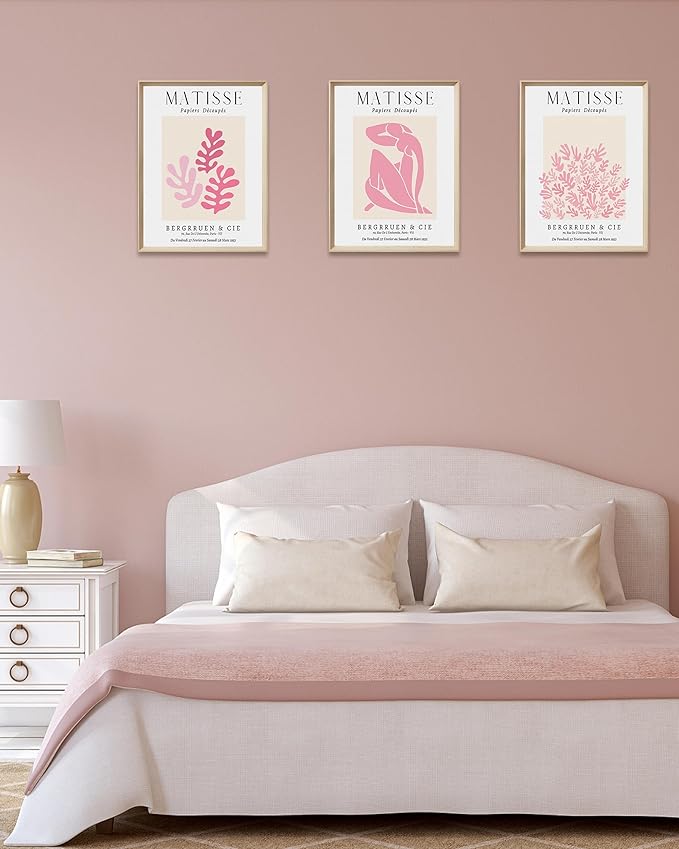 Framed Matisse Pink Canvas Wall Art, Abstract Matisse Canvas Wall Decor