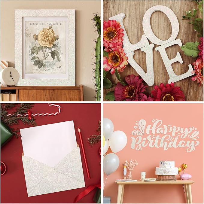 CRE8TIVE Off-White Glitter Wallpaper Border Peel and Stick Wall Border Glitter