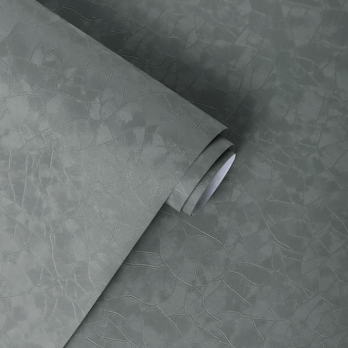 Yasinet Peel and Stick Wallpaper Removable Wallpaper Modern Grey-Green Embossed