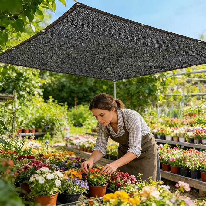 Shade-Cloth 85-90% for Garden Plants 8x8 FT, Black Sun-Block Shade Cover Mesh Tarp with Grommets Sun Shade Canopy for Outdoor Pergola Patio Flower Lawn Kennel Chicken Coop
