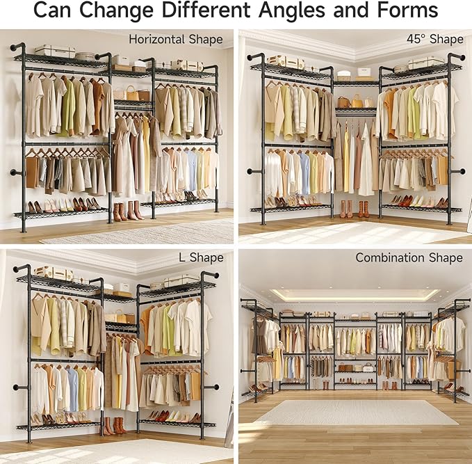 ONBRILL H3 Plus Expandable Wall Mounted Closet System, 5.7FT-8.2FT Closet