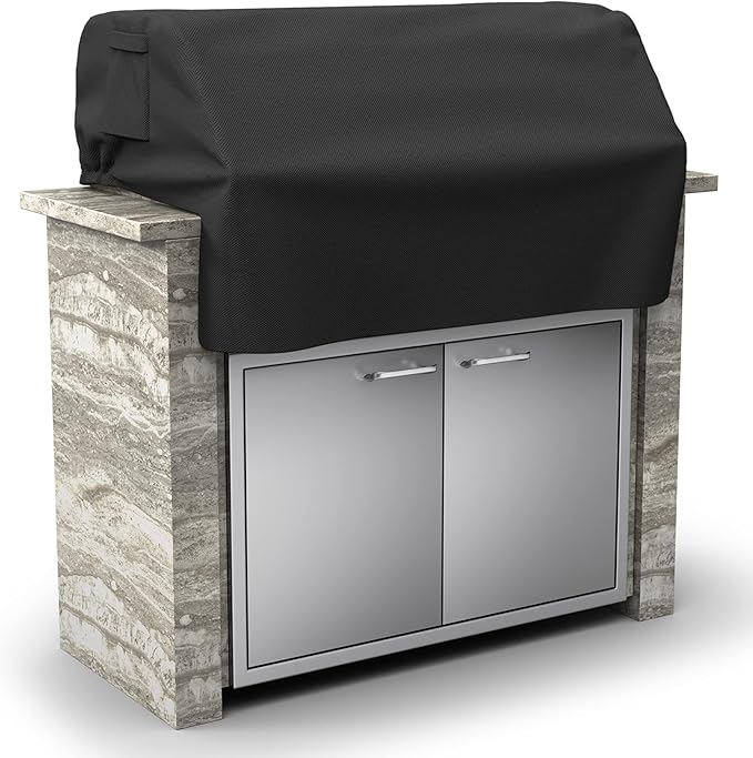 SHINESTAR 38 Inch Built-in Grill Cover for DCS, 600D Heavy Duty Waterproof Island Grill Top Cover with Vents & Click-Close Straps, Windproof BBQ Cover for Jenn-Air, KitchenAid, and Lynx