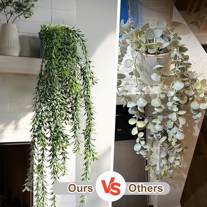 Artificial Hanging Plant 2 Pcs Faux Plant Ivy Vine Faux Eucalyptus Vines Fake