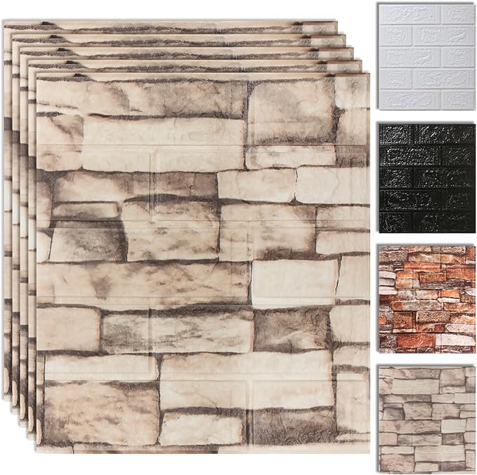 20PCS 3D Wall Panels Peel and Stick Foam, Self-Adhesive Decorative 3D Brick