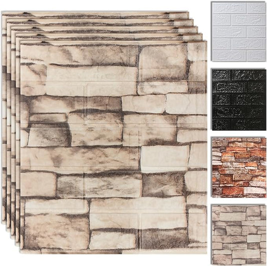 20PCS 3D Wall Panels Peel and Stick Foam, Self-Adhesive Decorative 3D Brick