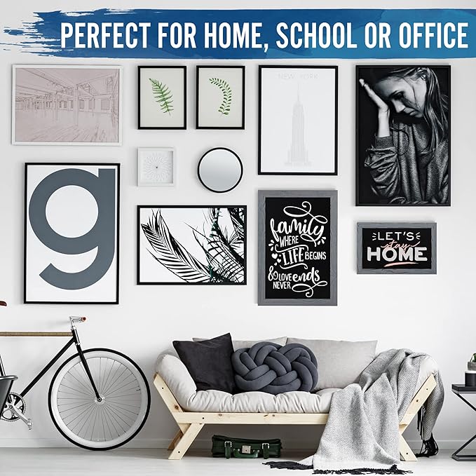 HBCY Creations Rustic Grey Magnetic Wall Chalkboard, Small Size 11" x 17"