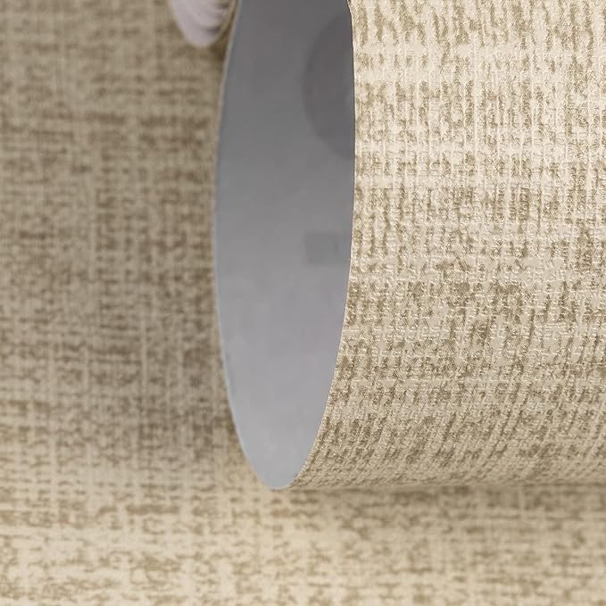 TANONE Khaki Contact Paper Peel and Stick Wallpaper, Grasscloth Beige Wallpaper