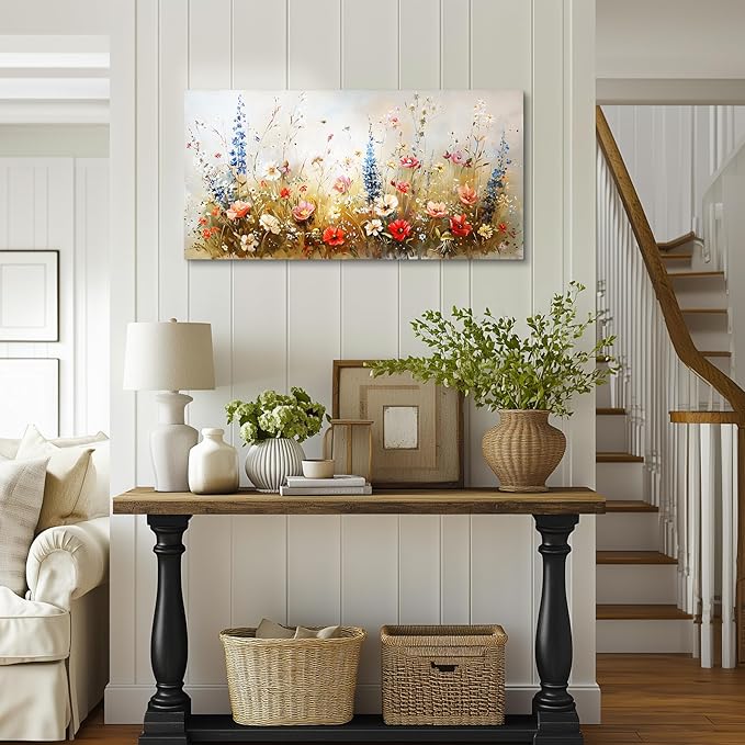 SERIMINO Spring Wildflower Wall Art, Nature Botanical Floral Large Artwork