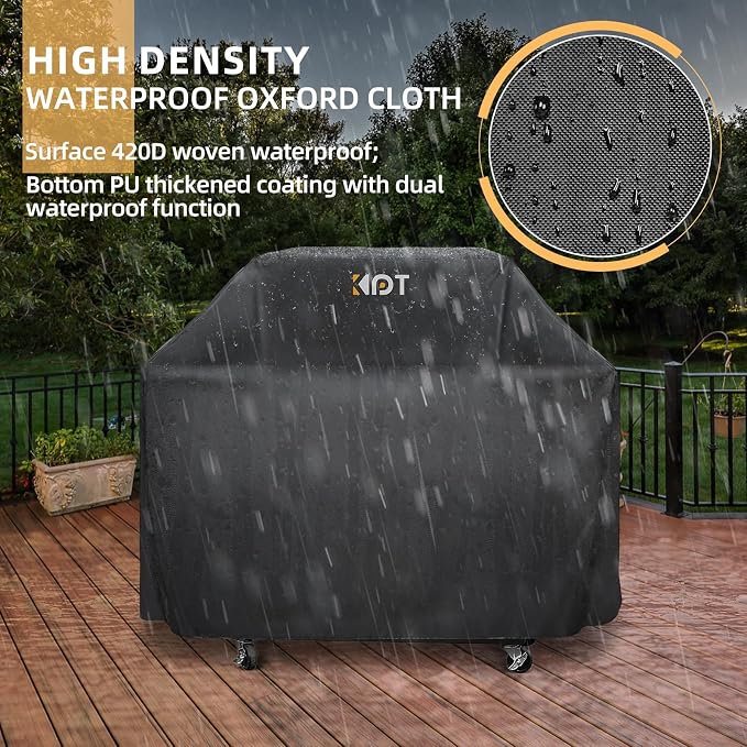 KPT 72 Inch Grill Cover for Outdoor Grill - Heavy Duty Waterproof 420D BBQ Cover with Hook, Air Vent, Buckle - Gas Grill Cover, UV & Fade Resistant, BBQ Grill Cover for Weber, Nexgrill, Char Broil