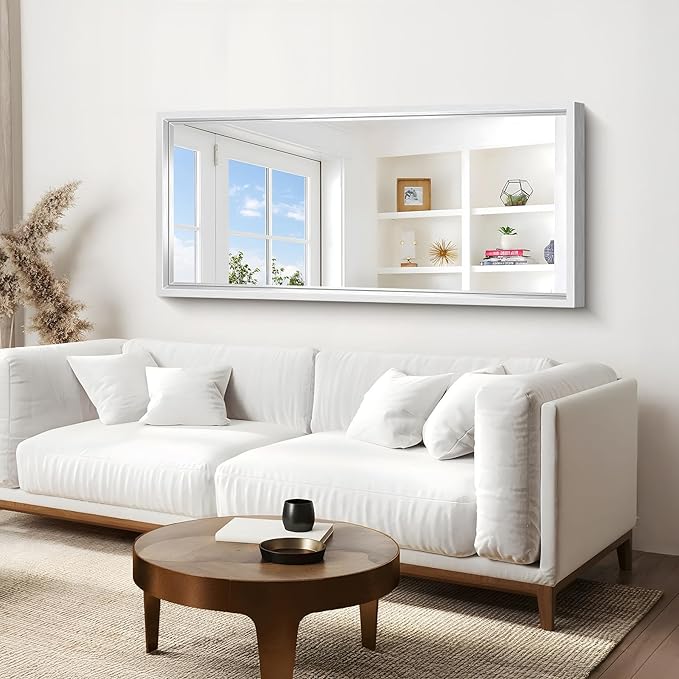 60"x28" Brushed Silver Bathroom Mirror, Large Rectangular Mirror
