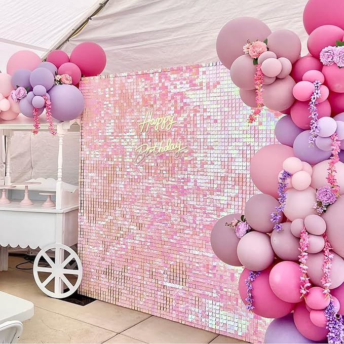 COKAOBE Iridescent Pink Shimmer Wall Backdrop, Photo Backdrops