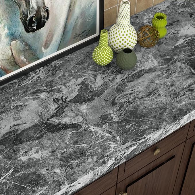 Livelynine Charcoal Concrete Wallpaper Peel and Stick Grey Contact Paper