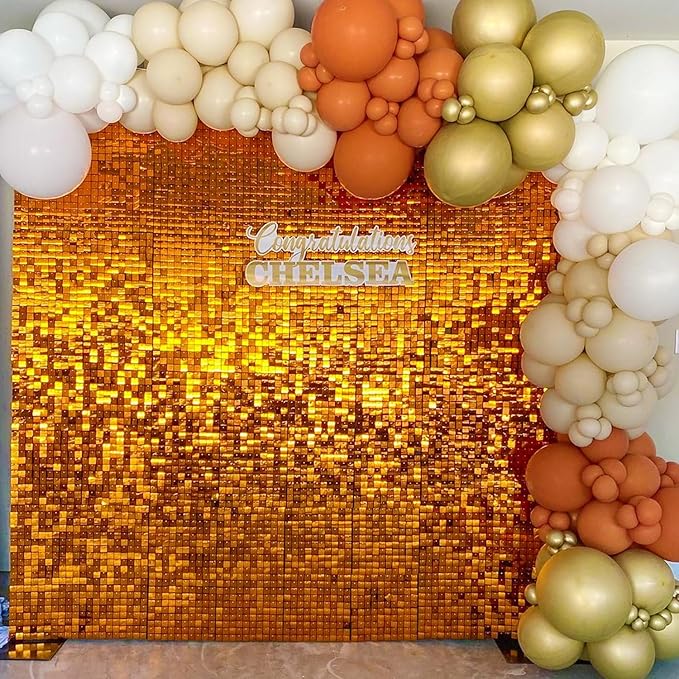 COKAOBE Orange Shimmer Wall Backdrop, Photo Backdrops