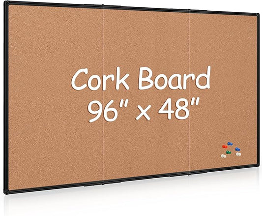 Extra Large Cork Bulletin Board 96" X 48", Foldable Notice Pin Board