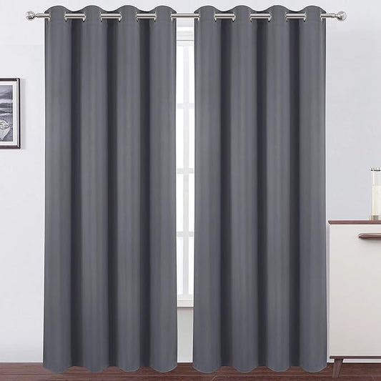 LEMOMO Blackout Curtains 66 x 95 inch/Grey Curtains Set of 2 Panels/Thermal