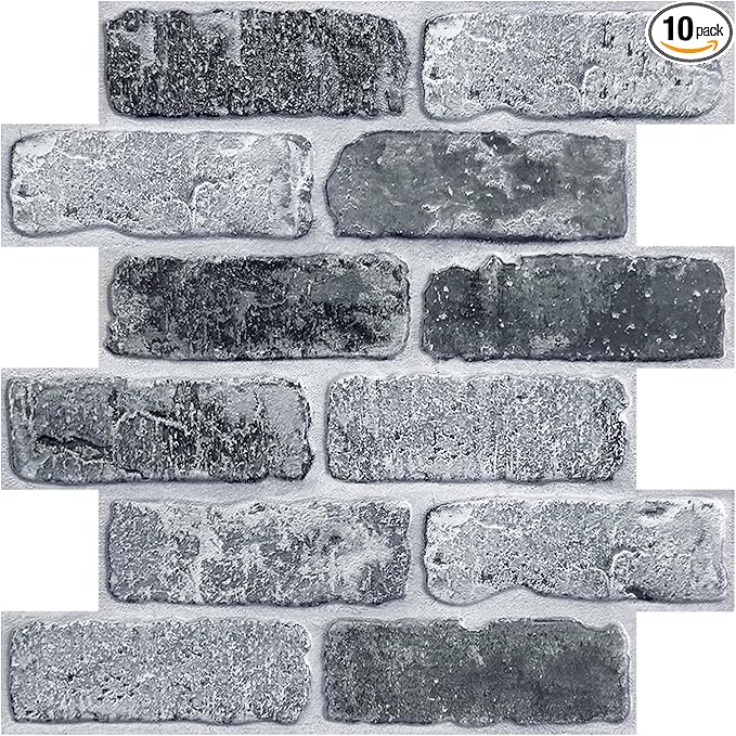 COMSTICKC 3D Faux Gray Brick Wall Panel Peel and Stick, Designed