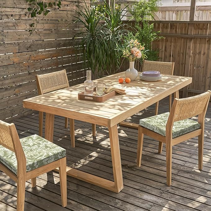 LVTXIII Outdoor Seat Cushions Seasonal Replacement Chair Cushions, Patio Chair Pads with Ties for Dining Chairs and Garden Furniture, Square Back, 18.5"x16"x2", 2 Pack, Tropical Leaf Green