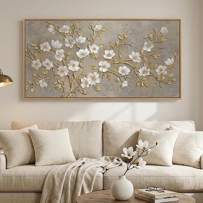 Large Framed Neutral Botanical Wall Art