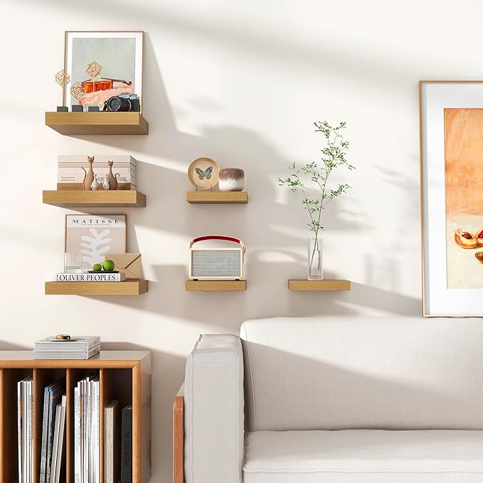 Square Floating Shelves for Wall 12"W x 12"D x 1.4"H, Small Engineered Wood