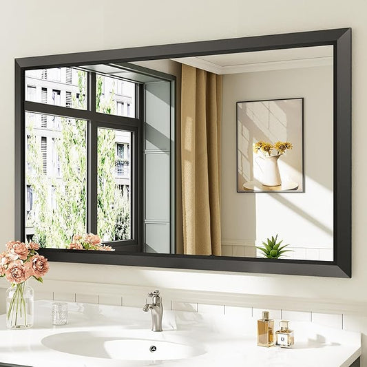 Briivue 50x30 Inch Black Bathroom Mirror