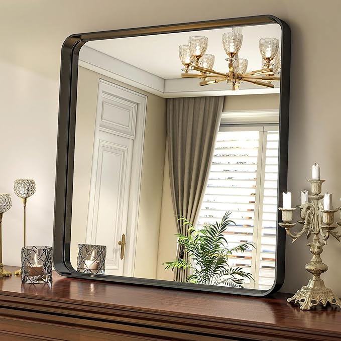 30"x 30" Black Bathroom Mirror