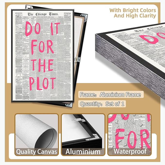 Liyark Retro Black And White Chicago Newspaper Poster Pink Trendy Preppy
