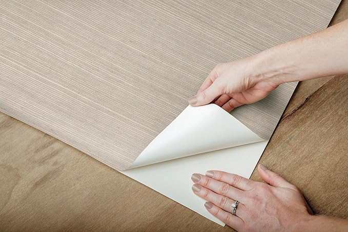 York Wallcoverings Natural Sisal Warm Grey Peel and Stick Grasscloth Wallpaper