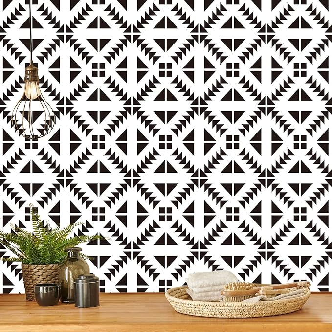 Jeweluck Black and White Peel and Stick Wallpaper Black and White Removable