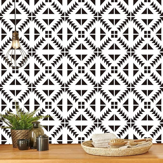 Jeweluck Black and White Peel and Stick Wallpaper Black and White Removable