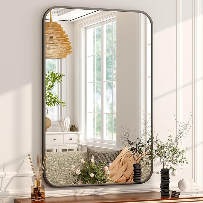 Easly 20 x 28 Inch Bathroom Mirror, Rounded Rectangular Vanity Mirror