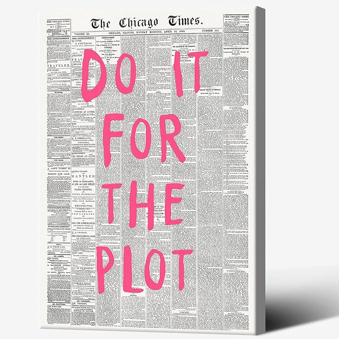 Liyark Retro Black And White Chicago Newspaper Poster Pink Trendy Preppy