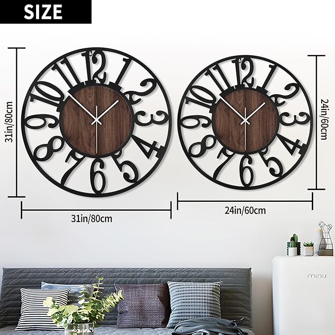 1st owned Large Wall Clock for Living Room Decor- 32" Decorative Antique Silent