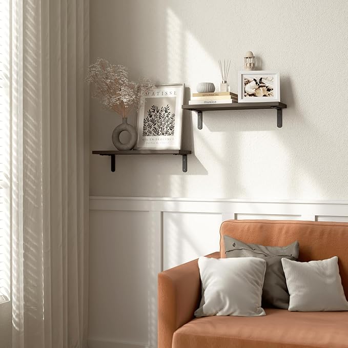 RICHER HOUSE Floating Shelves for Décor, Rustic Wood Wall Shelves for Bedroom