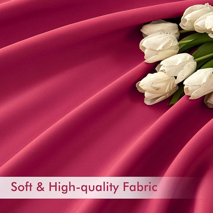 MIULEE Hot Pink Back Tab Blackout Curtains 120 Inch Long 2 Panels Set