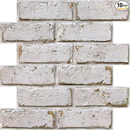 COMSTICKC 3D Faux Brick Wall Panels Peel and Stick, Small Size Self Adhesive