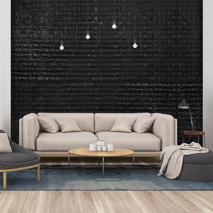 30PCS 3D Wall Panels Peel and Stick Faux Brick Wallpaper Black Self Adhesive